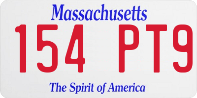 MA license plate 154PT9