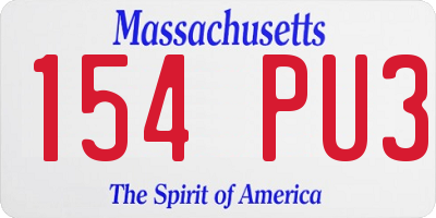 MA license plate 154PU3