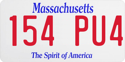 MA license plate 154PU4
