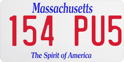 MA license plate 154PU5