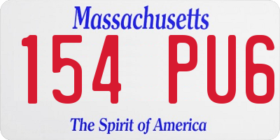 MA license plate 154PU6