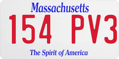 MA license plate 154PV3
