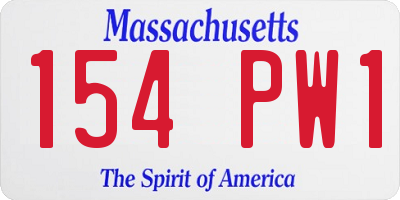 MA license plate 154PW1