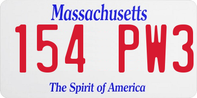 MA license plate 154PW3
