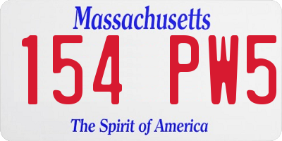 MA license plate 154PW5