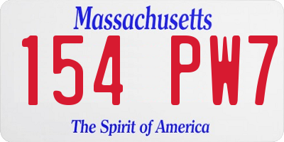 MA license plate 154PW7