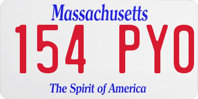 MA license plate 154PY0