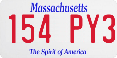 MA license plate 154PY3