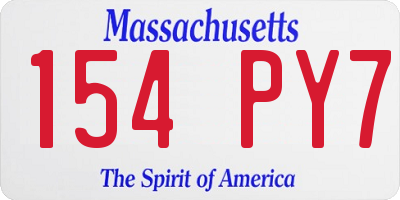 MA license plate 154PY7