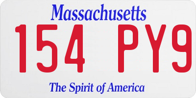 MA license plate 154PY9