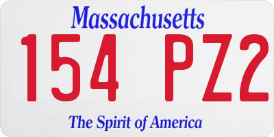 MA license plate 154PZ2