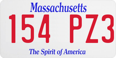 MA license plate 154PZ3