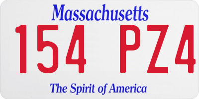 MA license plate 154PZ4