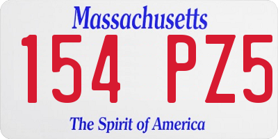 MA license plate 154PZ5