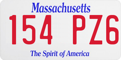 MA license plate 154PZ6