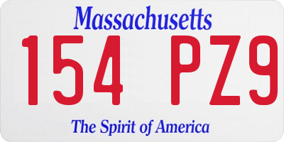 MA license plate 154PZ9