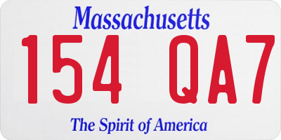 MA license plate 154QA7