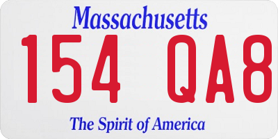 MA license plate 154QA8