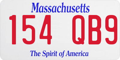 MA license plate 154QB9