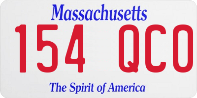 MA license plate 154QC0
