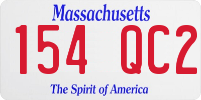 MA license plate 154QC2