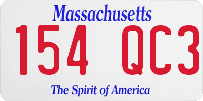 MA license plate 154QC3