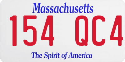 MA license plate 154QC4