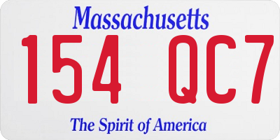 MA license plate 154QC7