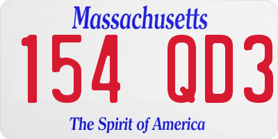 MA license plate 154QD3