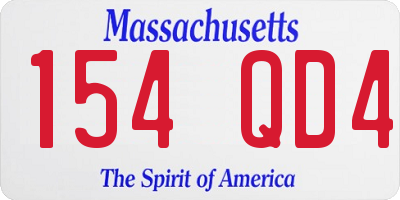 MA license plate 154QD4