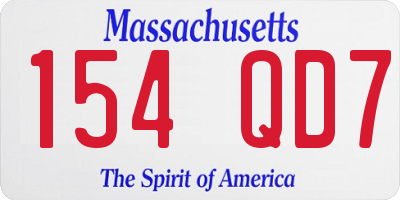 MA license plate 154QD7