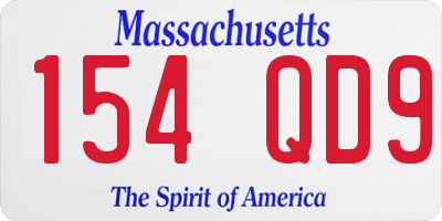 MA license plate 154QD9