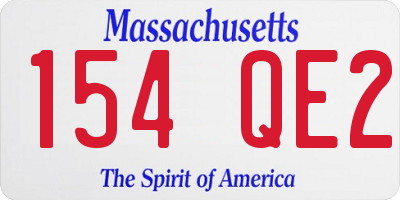 MA license plate 154QE2
