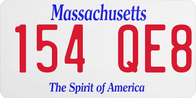 MA license plate 154QE8