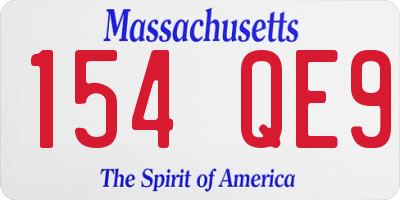 MA license plate 154QE9