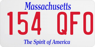 MA license plate 154QF0