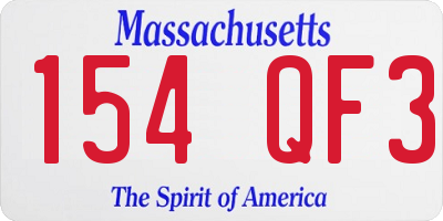 MA license plate 154QF3