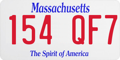 MA license plate 154QF7