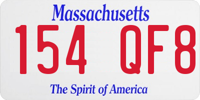 MA license plate 154QF8