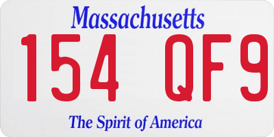 MA license plate 154QF9