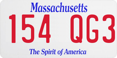 MA license plate 154QG3
