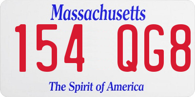 MA license plate 154QG8