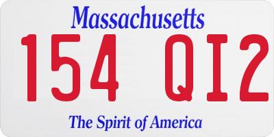 MA license plate 154QI2