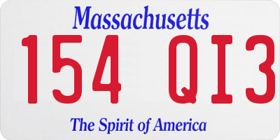 MA license plate 154QI3