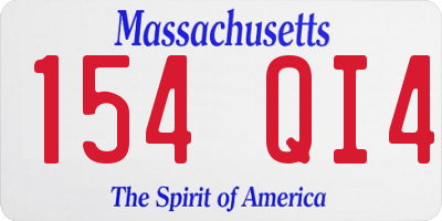 MA license plate 154QI4