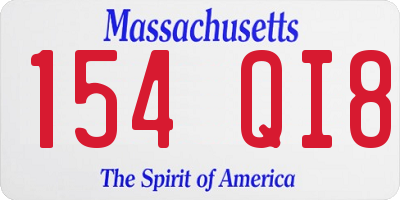 MA license plate 154QI8