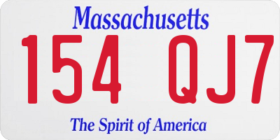 MA license plate 154QJ7