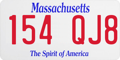 MA license plate 154QJ8