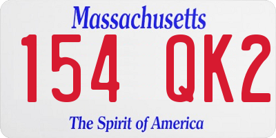 MA license plate 154QK2
