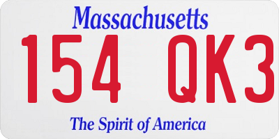 MA license plate 154QK3